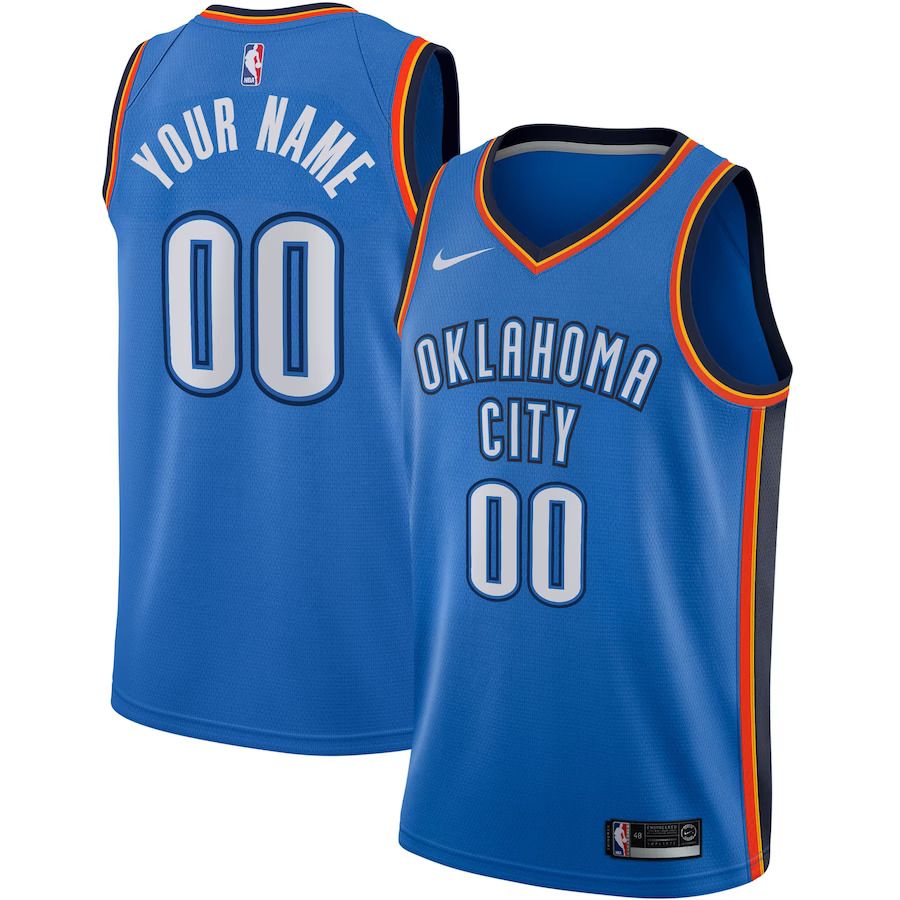 Men Oklahoma City Thunder Nike Blue Icon Edition Swingman Custom NBA Jersey
